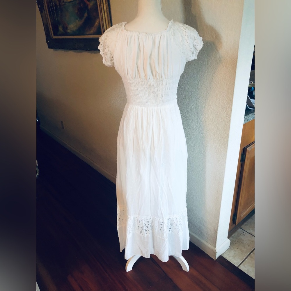 White Peasant Lace Dress by Anna Kaci Wedding - Picture 7 of 14
